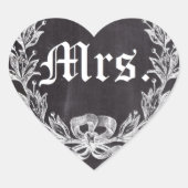 Flitterwochen Brautchalkboard Zukunft Frau. Herz-Aufkleber (Vorderseite)