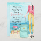 Flitterwochen Brautdusche Einladung tropisch (Vorne/Hinten)