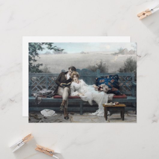 Flitterwochen (Ehemann und Ehefrau auf einer Bank) Karte (Vorderseite/Rückseite Beispiel)