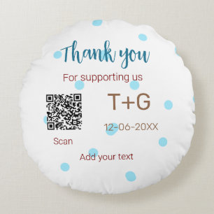 Flitterwochen Fonds Add Q R Code Paarname Hochzeit Rundes Kissen