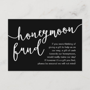 Flitterwochen Fonds Bargeld Wunsch, ein Hinweis zu Begleitkarte