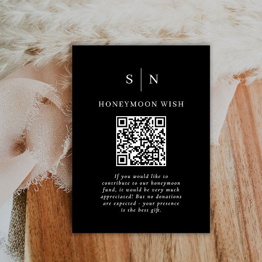 Flitterwochen Fonds | Dunkle schwarze QR-Code-Regi Begleitkarte
