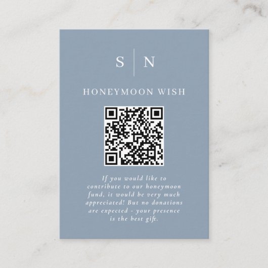 Flitterwochen Fonds | Dusty Blue QR-Code-Geschenkl Begleitkarte (Vorderseite)