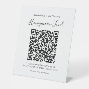 Flitterwochen-Fonds Einfacher QR-Code Frischvermäh Sockelschild