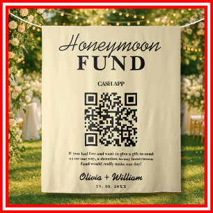 Flitterwochen-Fonds Hochzeit QR Buttergelbe Kuliss Wandteppich