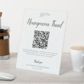 Flitterwochen Fonds Hochzeit QR Code Minimalistisc Sockelschild (In SItu)