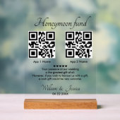 Flitterwochen Fonds mit 2 QR-Code Acrylschild (Neutral)