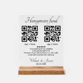 Flitterwochen Fonds mit 2 QR-Code Acrylschild (Vorderseite)