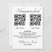 Flitterwochen-Fonds mit 2 QR-Code und Foto Einladung (Vorderseite)