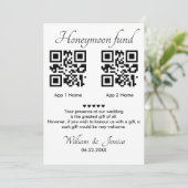 Flitterwochen-Fonds mit 2 QR-Code und Foto Einladung (Stehend Vorderseite)