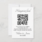 Flitterwochen-Fonds mit QR-Code-Beilagekarte Karte (Vorderseite)