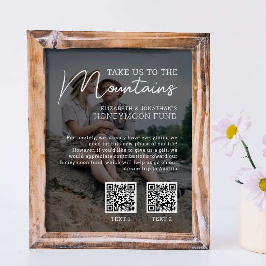 Flitterwochen-Fonds modernes Bargeld-QR-Code-Foto Poster