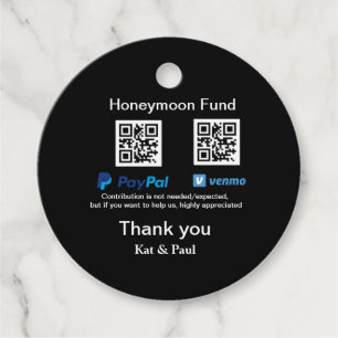 Flitterwochen Fonds PayPal Venmo QR-Code danke Geschenkanhänger