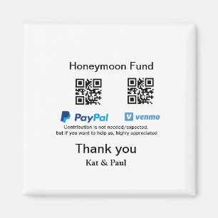 Flitterwochen-Fonds PayPal Venmo QR-Code Danke Magnet