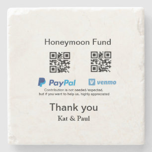 Flitterwochen Fonds PayPal Venmo QR-Code Danke Steinuntersetzer
