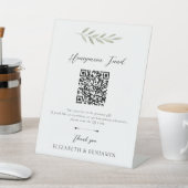 Flitterwochen-Fonds QR-Code Elegante Hochzeitsgrün Sockelschild (In SItu)