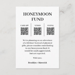 Flitterwochen-Fonds QR-Code-Foto-Beilegerkarte Begleitkarte