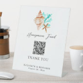 Flitterwochen-Fonds QR-Code Küstenhochzeit Elegant Sockelschild (In Situ)