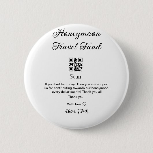 Flitterwochen-Fonds QR-Code scannen Namen hinzufüg Button (Vorderseite)
