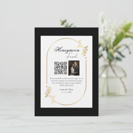 Flitterwochen-Fonds QR-Code Schild Hochzeit Flitte Einladung (Stehend Vorderseite)