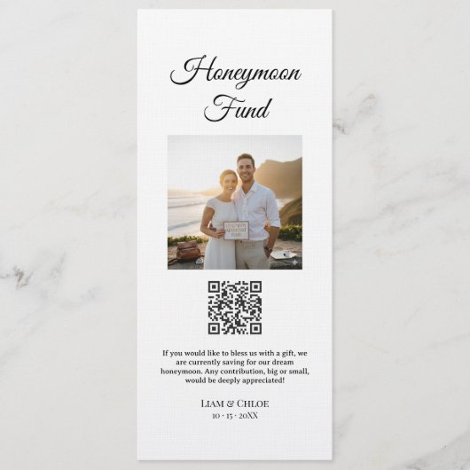 Flitterwochen Fonds QR-Code Schild Hochzeit Flitte Einladung (Vorderseite)