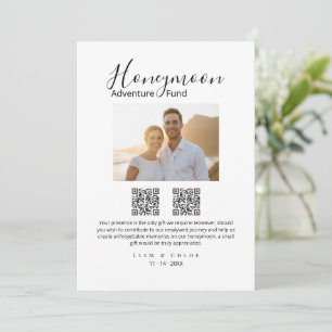 Flitterwochen-Fonds QR-Code-Schild, Hochzeitsgesch Einladung