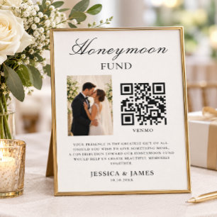 Flitterwochen-Fonds QR-Code und Foto-Hochzeit Einladung