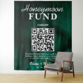Flitterwochen-Fonds QR Smaragdgrüner Hintergrund Wandteppich (Beispiel)