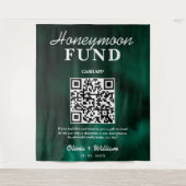 Flitterwochen-Fonds QR Smaragdgrüner Hintergrund Wandteppich (Vorderseite)