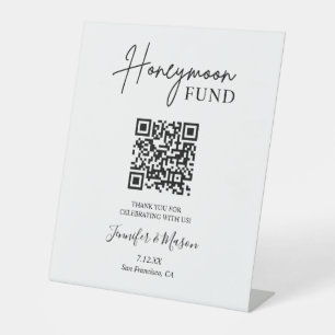 Flitterwochen-Fonds-Schild, QR-Code Flitterwochen- Sockelschild
