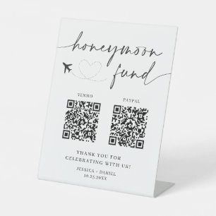 Flitterwochen-Fonds-Schild QR-Code – Hochzeitsschi Sockelschild
