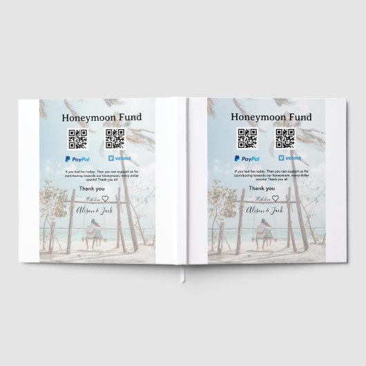 Flitterwochen-Fonds Venmo PayPal-Spende Q R Paar Gästebuch (Voll)