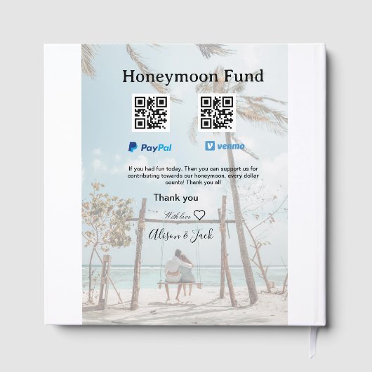 Flitterwochen-Fonds Venmo PayPal-Spende Q R Paar Gästebuch (Rückseite)