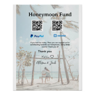 Flitterwochen-Fonds Venmo PayPal-Spende Q R Paar Poster