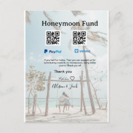 Flitterwochen-Fonds Venmo PayPal-Spende Q R Paar Postkarte