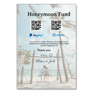 Flitterwochen-Fonds Venmo PayPal-Spende Q R Paar Tischnummer