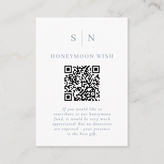 Flitterwochen Fonds Weiß | Dusty Blue QR-Code-Regi Begleitkarte (Vorderseite)