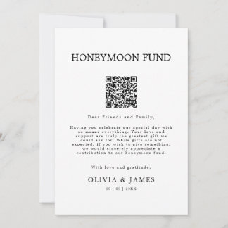 Flitterwochen-Hochzeitsgeschenk QR-Code-Schild, Einladung