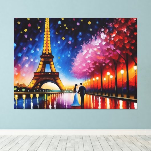 Flitterwochen in Paris (Eiffelturm) Nr. 2 Leinwanddruck (Insitu (Holzboden))