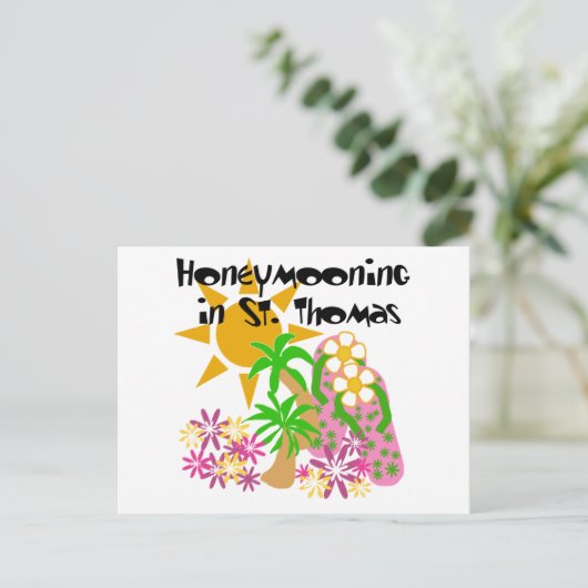 Flitterwochen in St. Thomas Postkarte (Stehend Vorderseite)