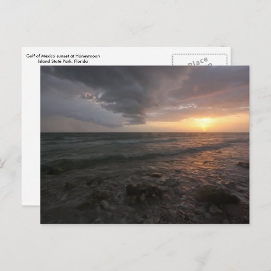 Flitterwochen Insel stürmischer Sonnenuntergang Postkarte (Vorne/Hinten)