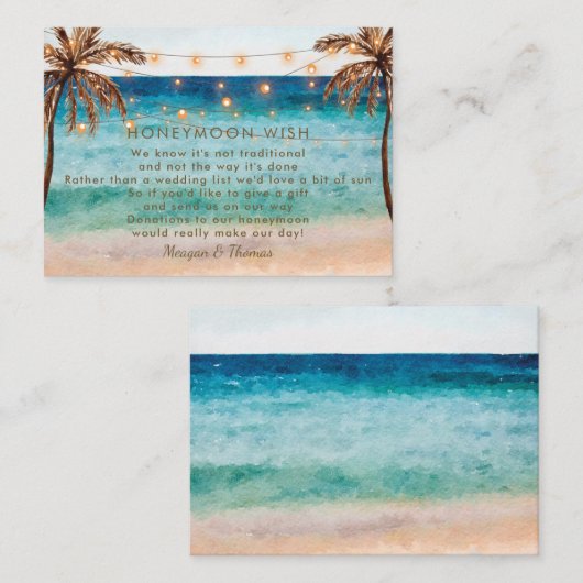 Flitterwochen-Karte für tropische Strände Begleitkarte (Vorne/Hinten)