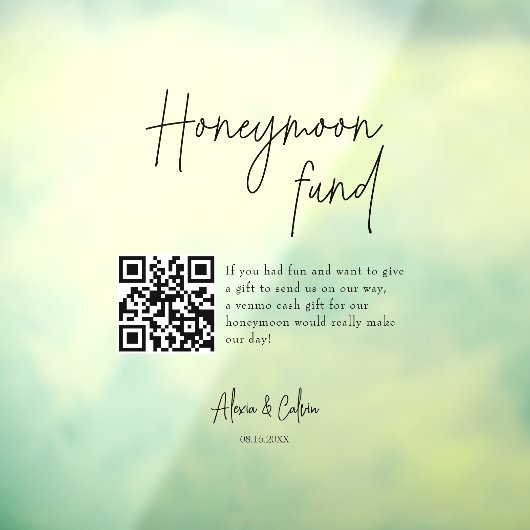 Flitterwochen | Minimalistischer QR-Code Hochfahre Fensteraufkleber (Blatt 3)