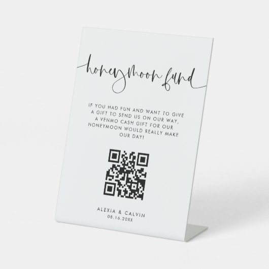 Flitterwochen | Minimalistischer QR-Code Hochfahre Sockelschild (Vorderseite)