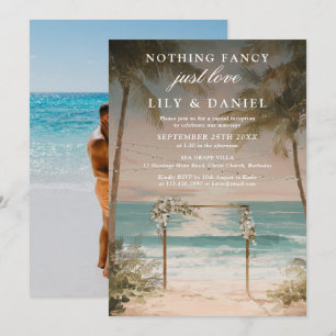 Flitterwochen-Ozeanstrand-Foto-Hochzeitsempfang Einladung