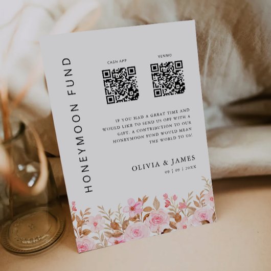 Flitterwochen QR Code Rose, Hochzeit Einladung