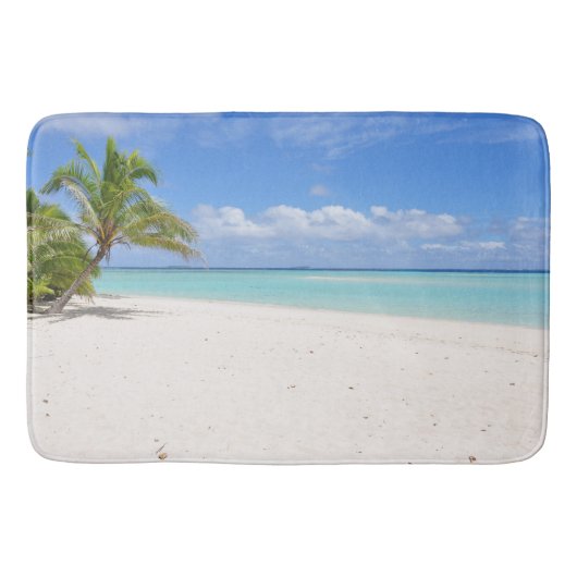 Flitterwochen-Strand-Sand-Palme-Paradies-Bad-Matte Badematte (Vorderseite)