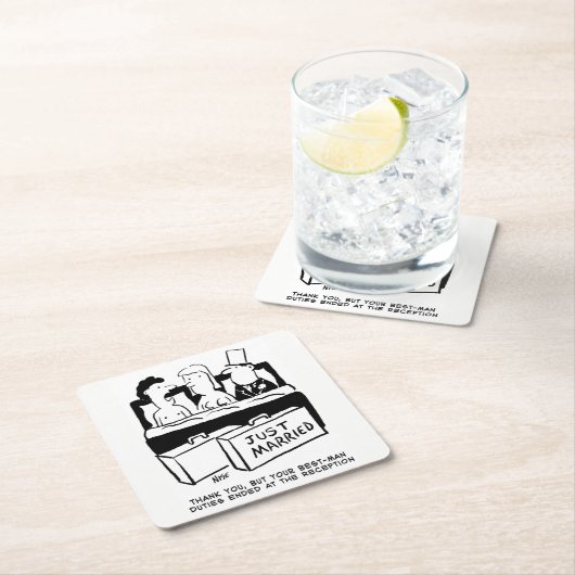 Flitterwochen und Trauzeuge im Bett Rechteckiger Pappuntersetzer (Vor Ort)