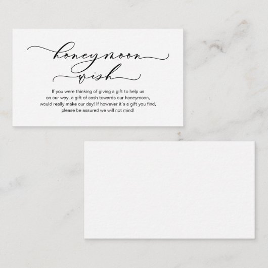 Flitterwochen wünschen, modernes romantisches Desi Begleitkarte (Vorne/Hinten)