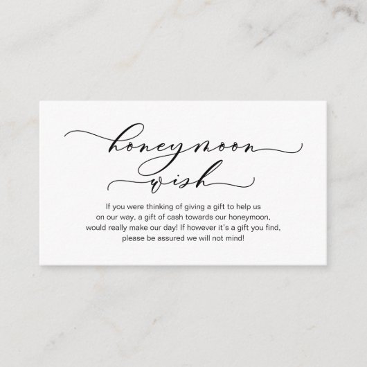 Flitterwochen wünschen, modernes romantisches Desi Begleitkarte (Vorderseite)